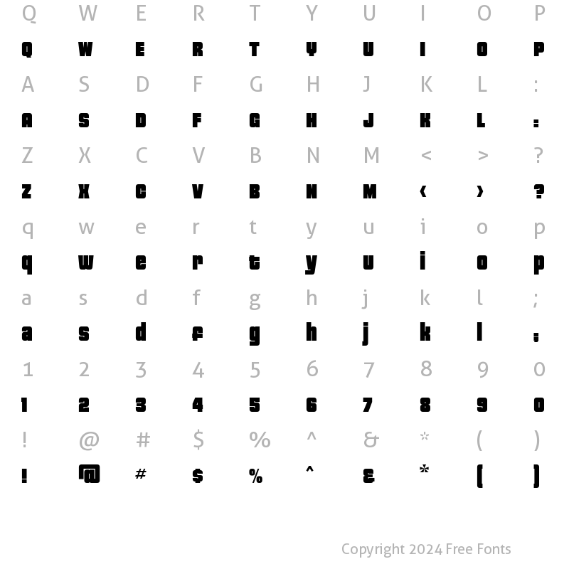 Character Map of Jazz Gothic Regular