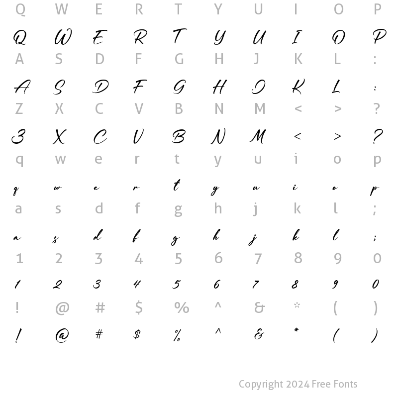 Character Map of Jeasland Regular