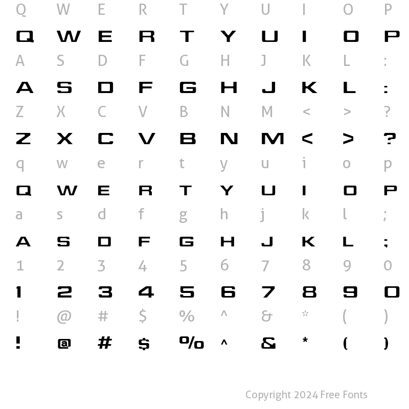 Character Map of Jefferies Extended