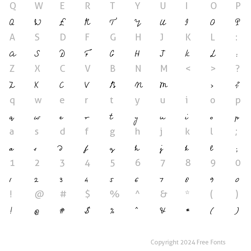 Character Map of Jefferson Regular