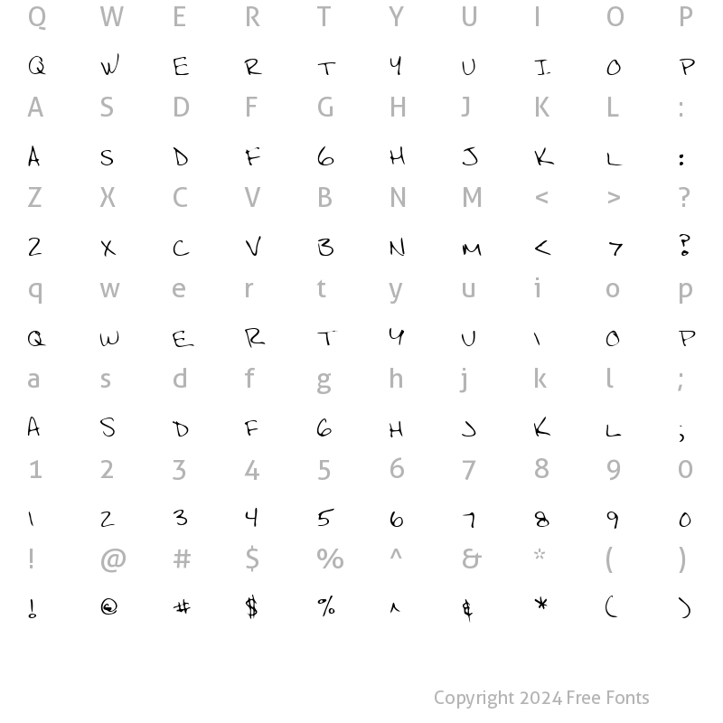 Character Map of JeffreysHand Regular