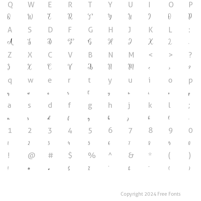 Character Map of Jeliska Regular