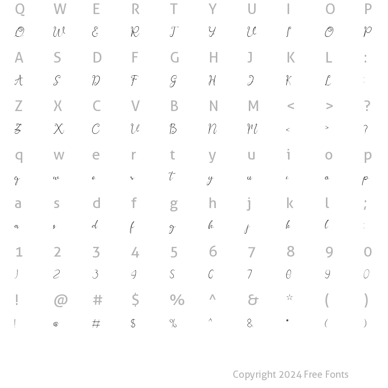 Character Map of Jeliya elbern Regular