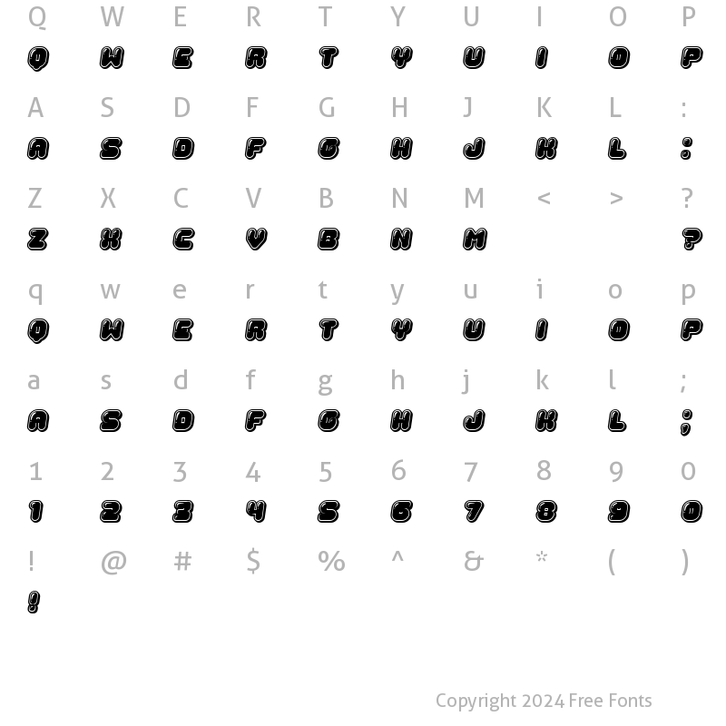 Character Map of Jellies Italic