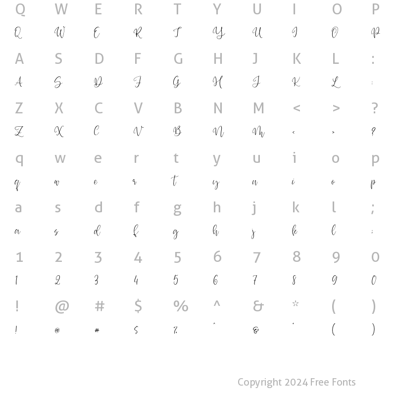 Character Map of Jellow Honey Regular