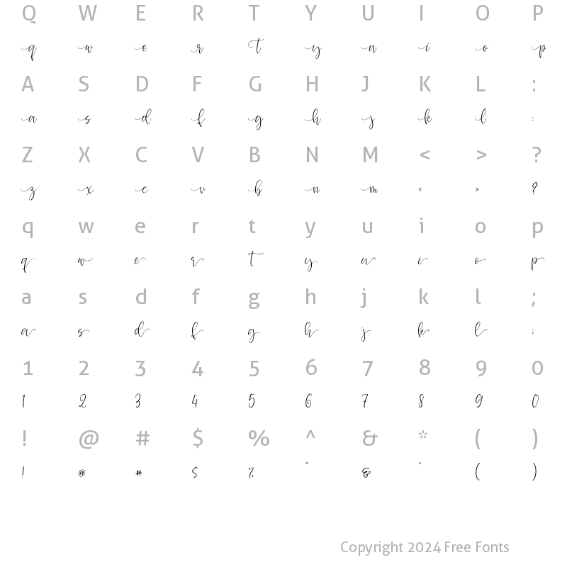 Character Map of Jellow Honey Swashes