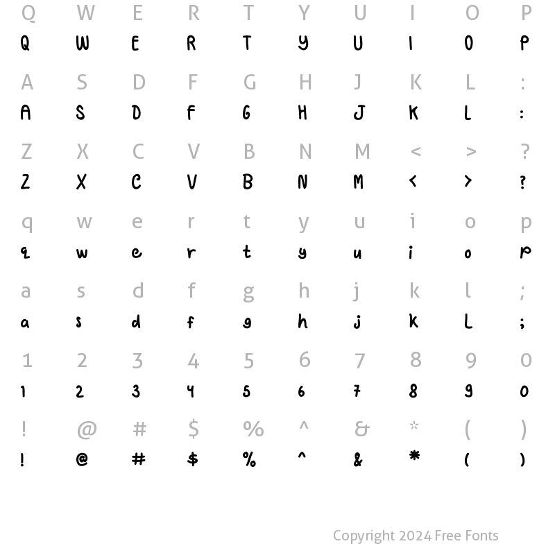 Character Map of Jellsetter Regular