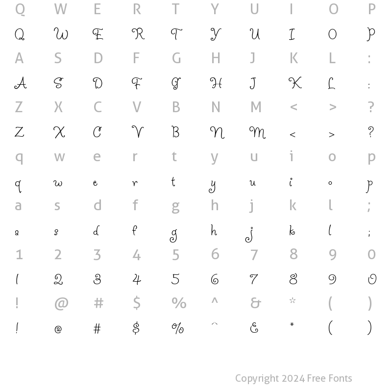 Character Map of Jelly Bean Regular