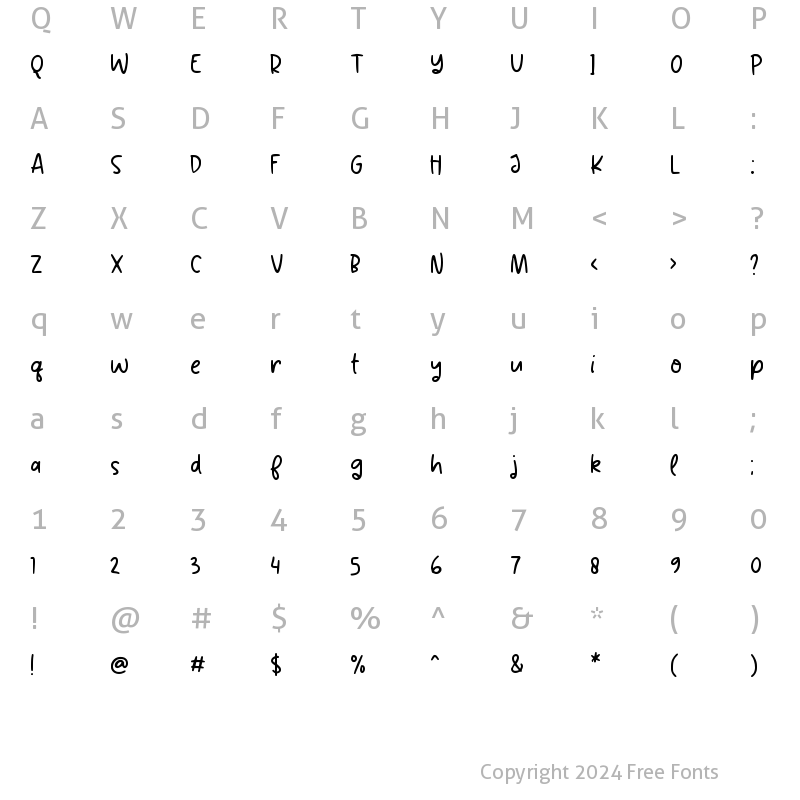 Character Map of Jelly Cream Regular