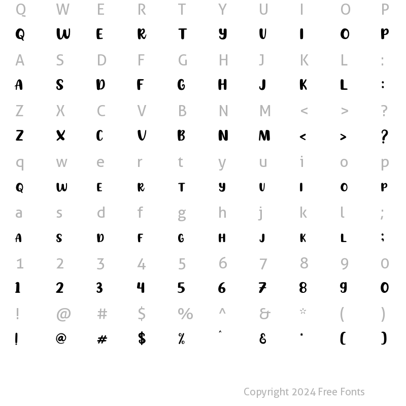 Character Map of JELLY FRUIT Regular