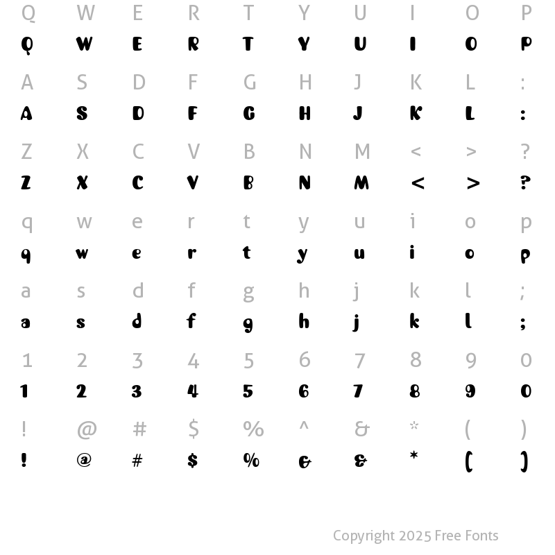 Character Map of Jellybaby ITC Bold