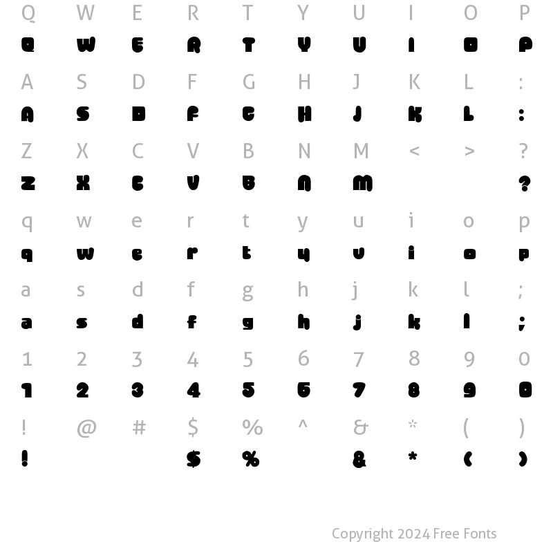 Character Map of Jellybean Regular