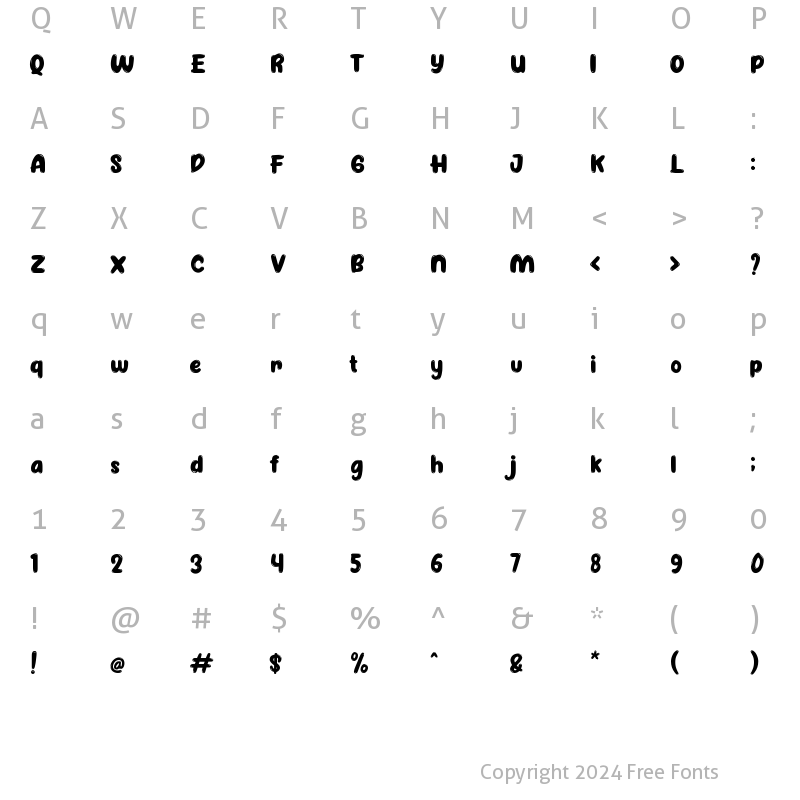 Character Map of Jellybost Effect Regular