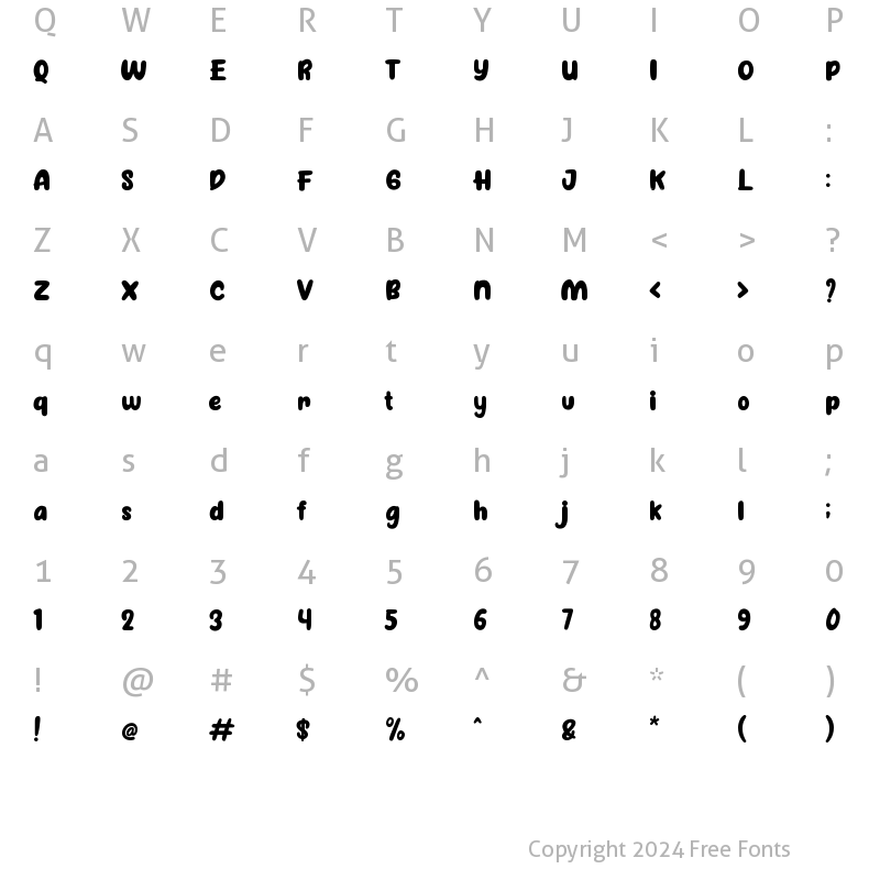 Character Map of Jellybost Regular