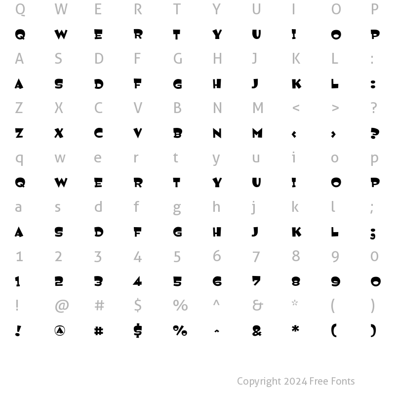 Character Map of Jemima Regular