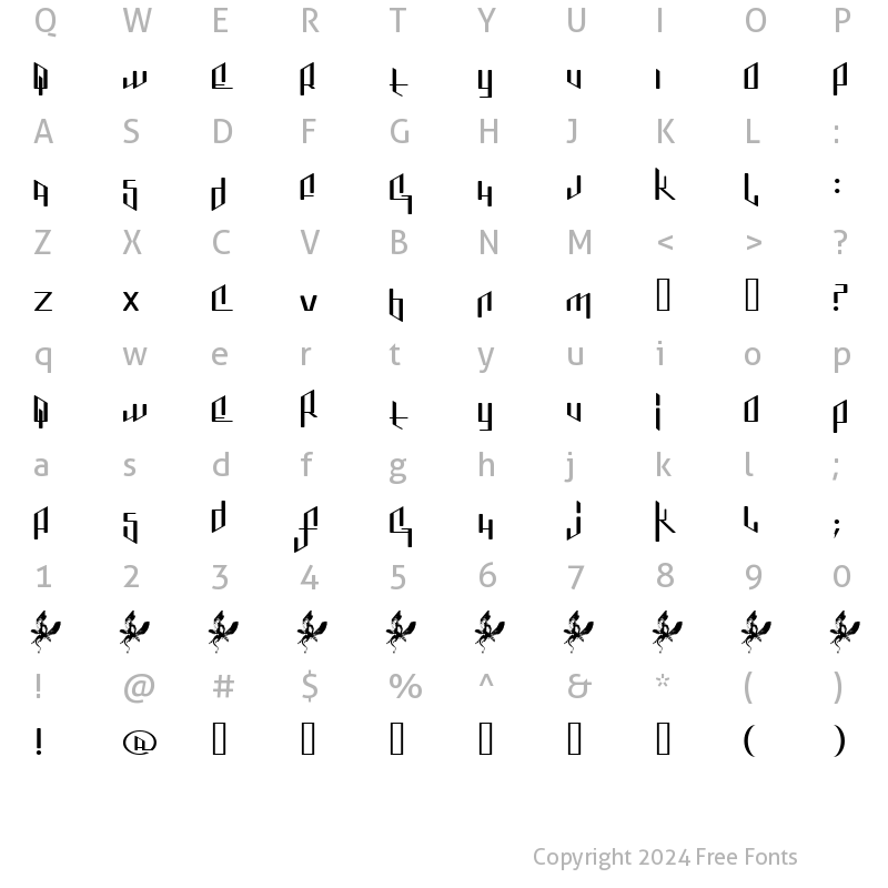 Character Map of Jenice Regular