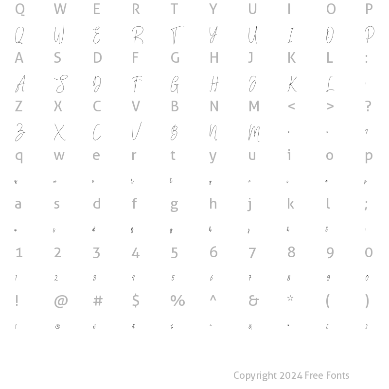 Character Map of Jenilla Script Regular