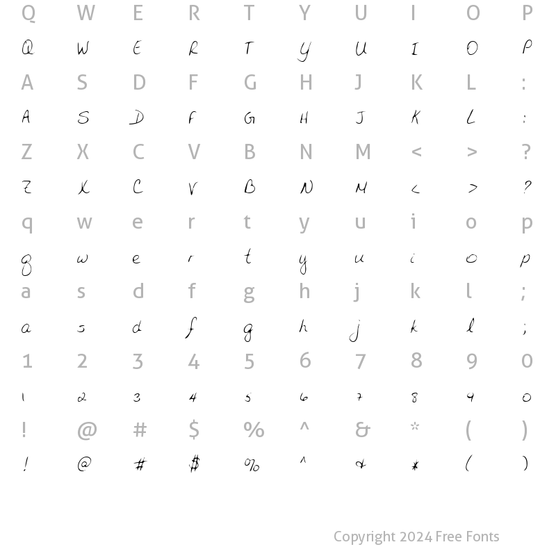 Character Map of JeninesHand Regular