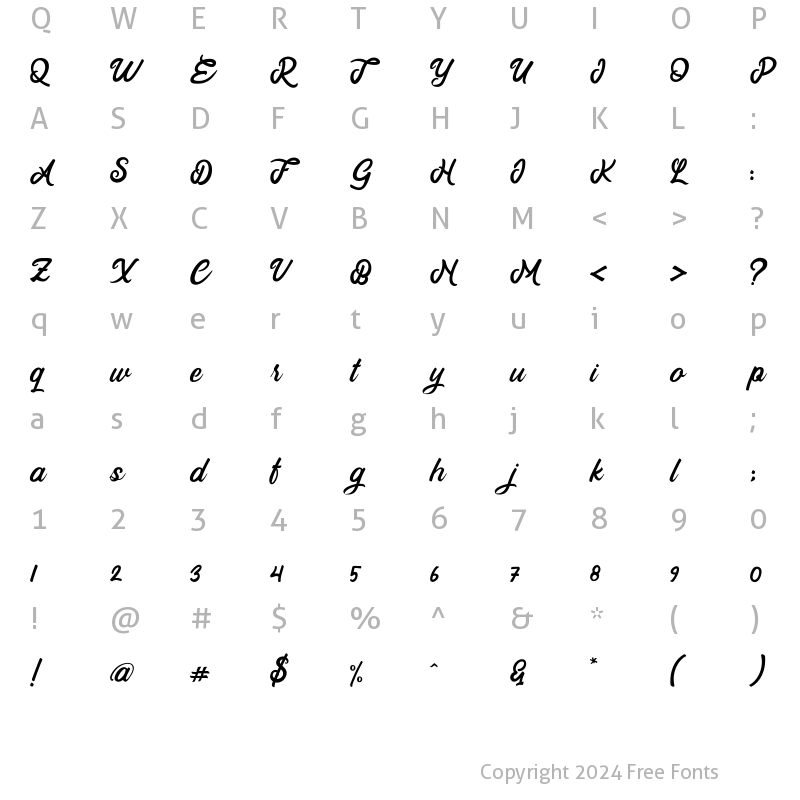 Character Map of Jeniyo Regular