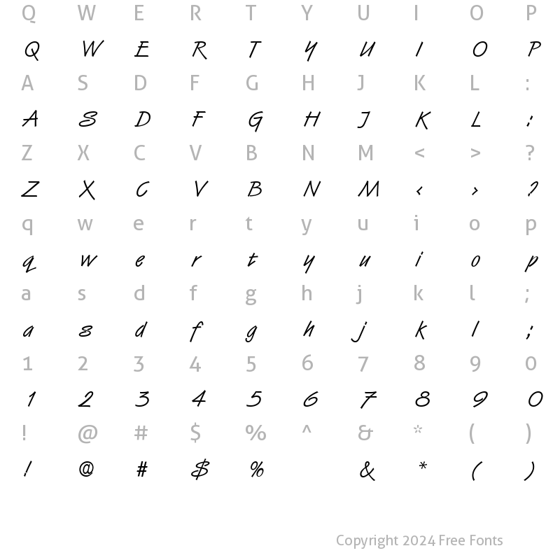 Character Map of JennyBecker Regular