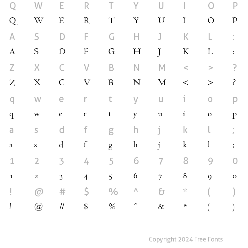 Character Map of Jenson Classico Regular