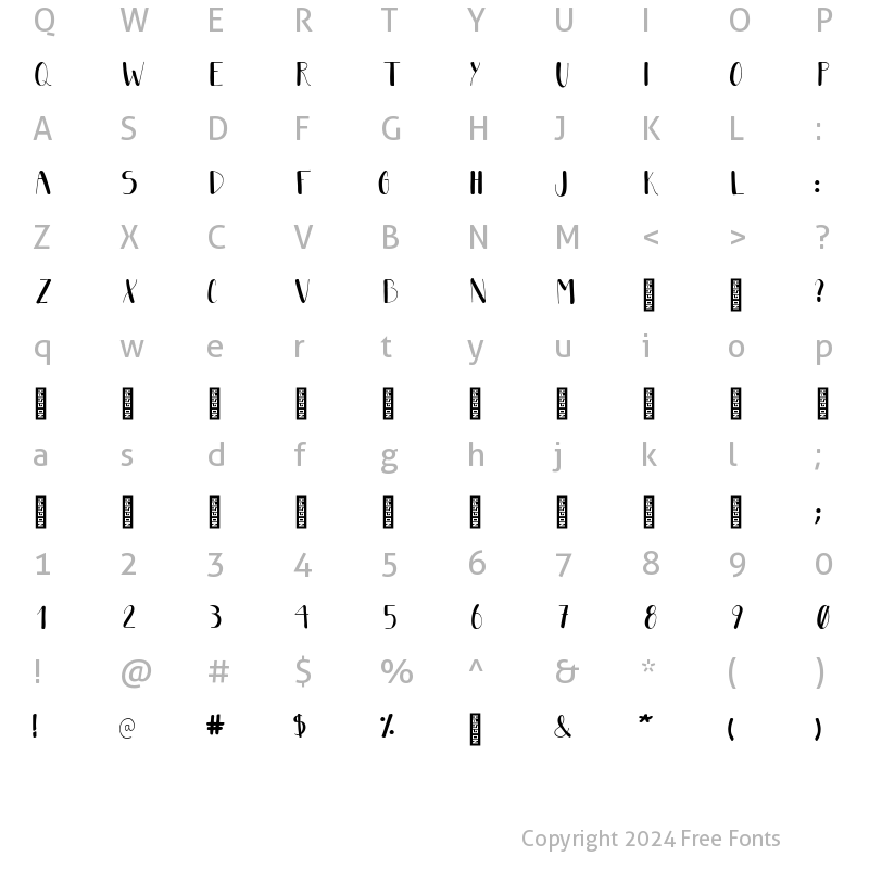 Character Map of Jericho Regular