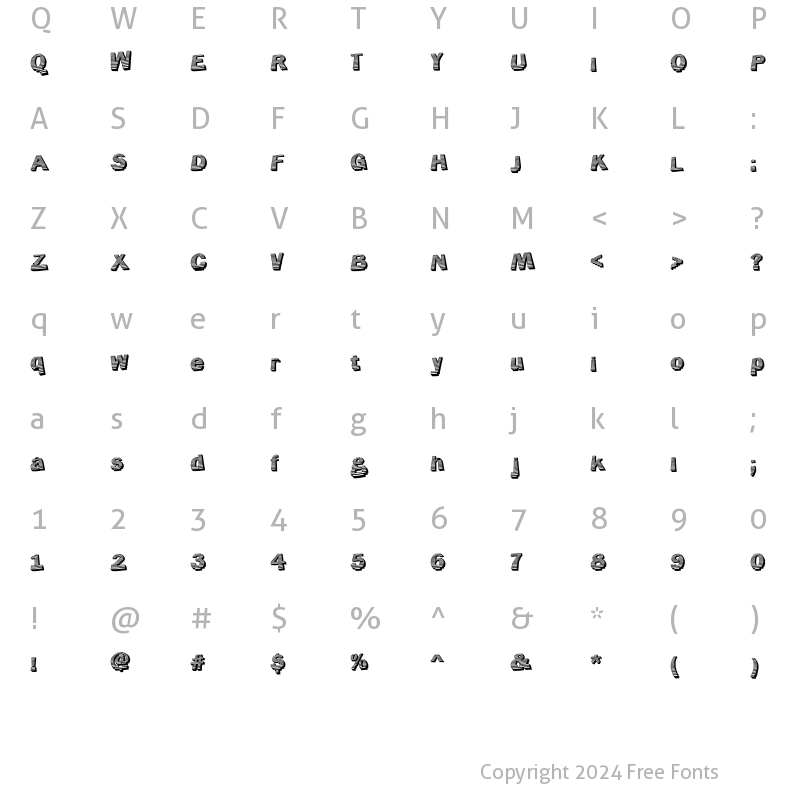 Character Map of Jerrybuilt Regular