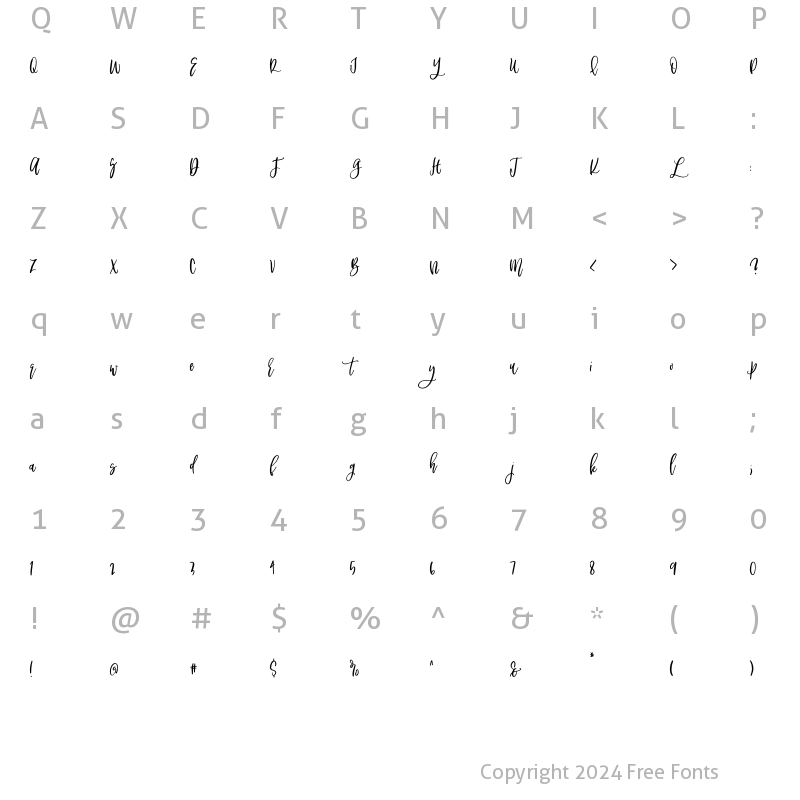 Character Map of Jessamine Regular