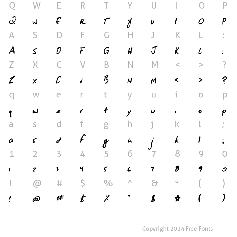 Character Map of Jessescript Regular