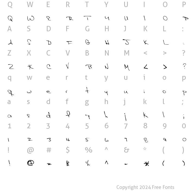 Character Map of JessiesHand Regular