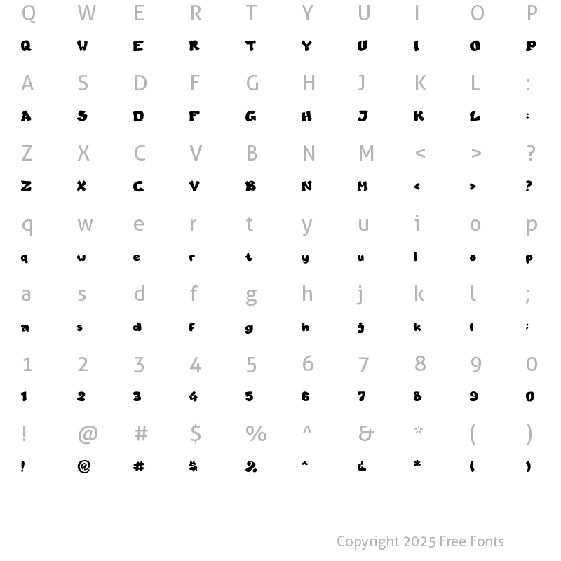 Character Map of Jester Crazy Regular