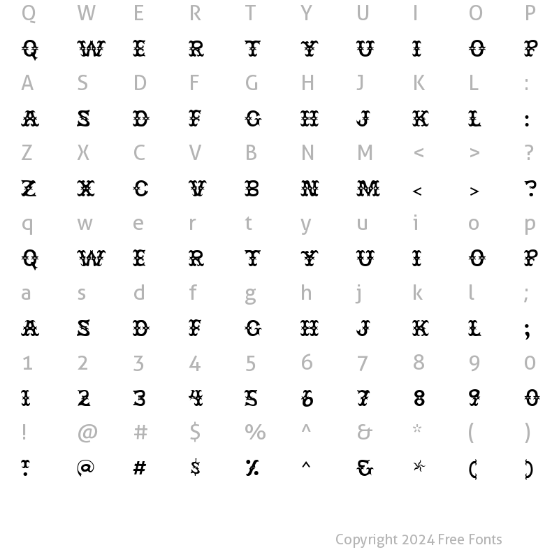 Character Map of Jestres Regular