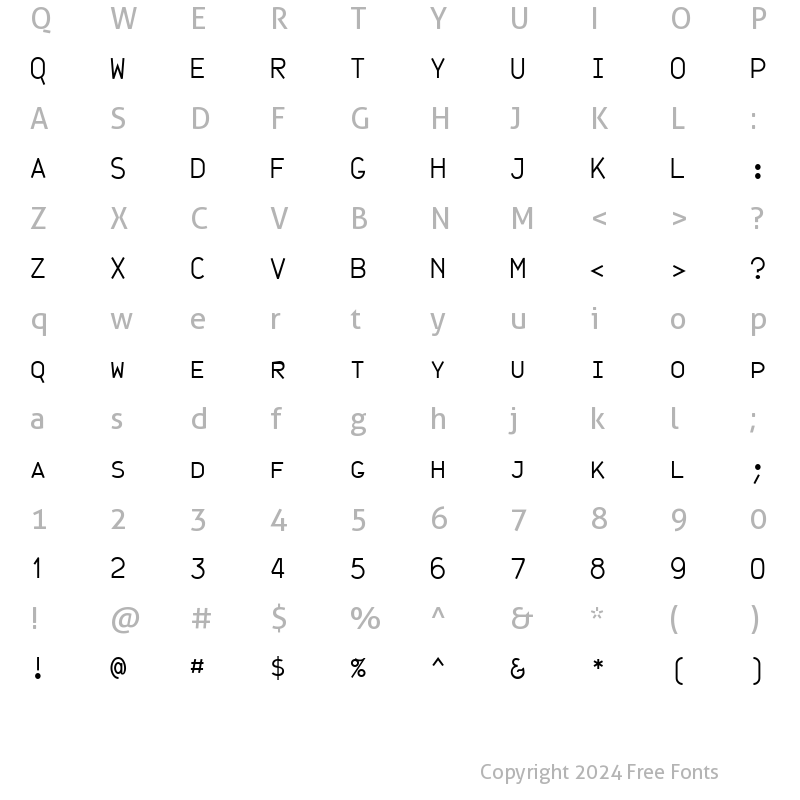 Character Map of JetJaneMonoCaps Plain