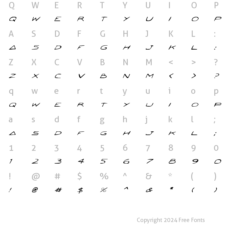 Character Map of Jetta Italic Italic