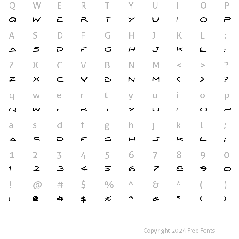 Character Map of Jetta Tech Bold Bold