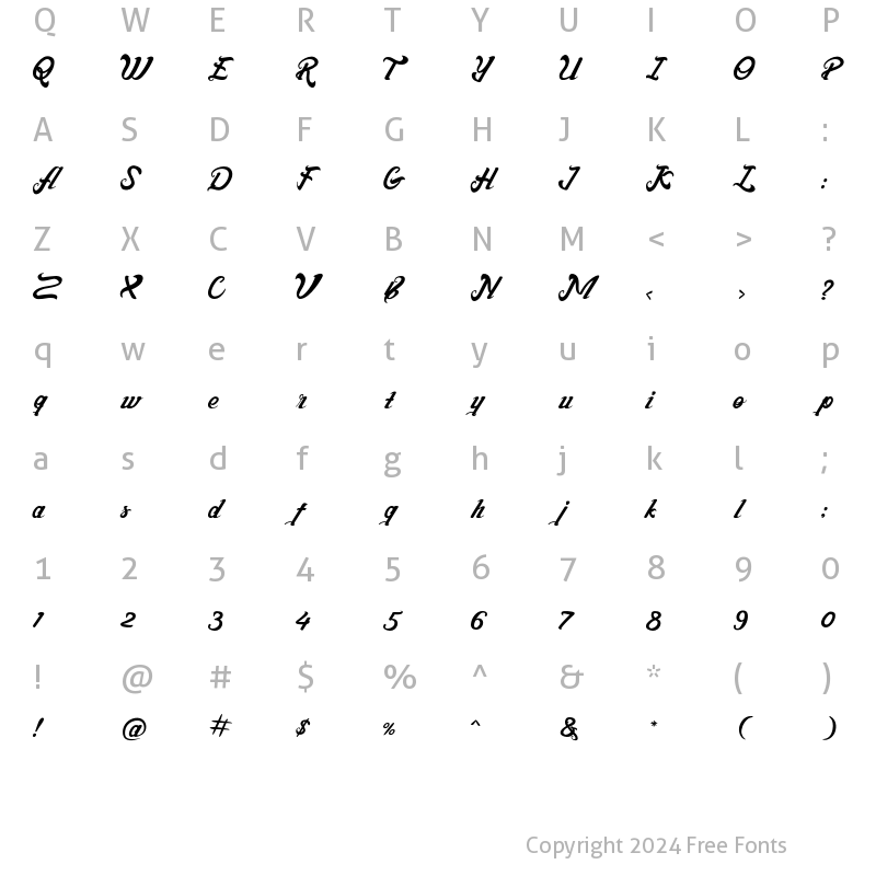 Character Map of Jeumpa Script Regular