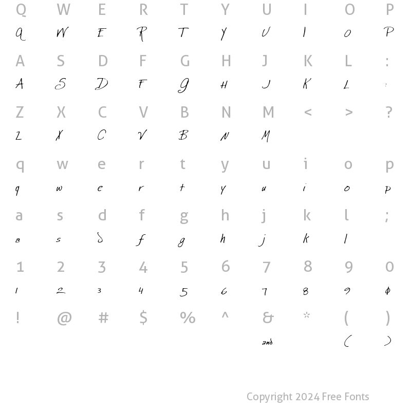 Character Map of Jewel Hill Regular