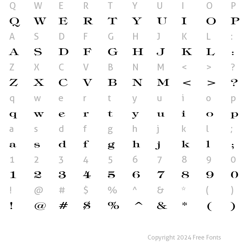 Character Map of JewelExtended Regular