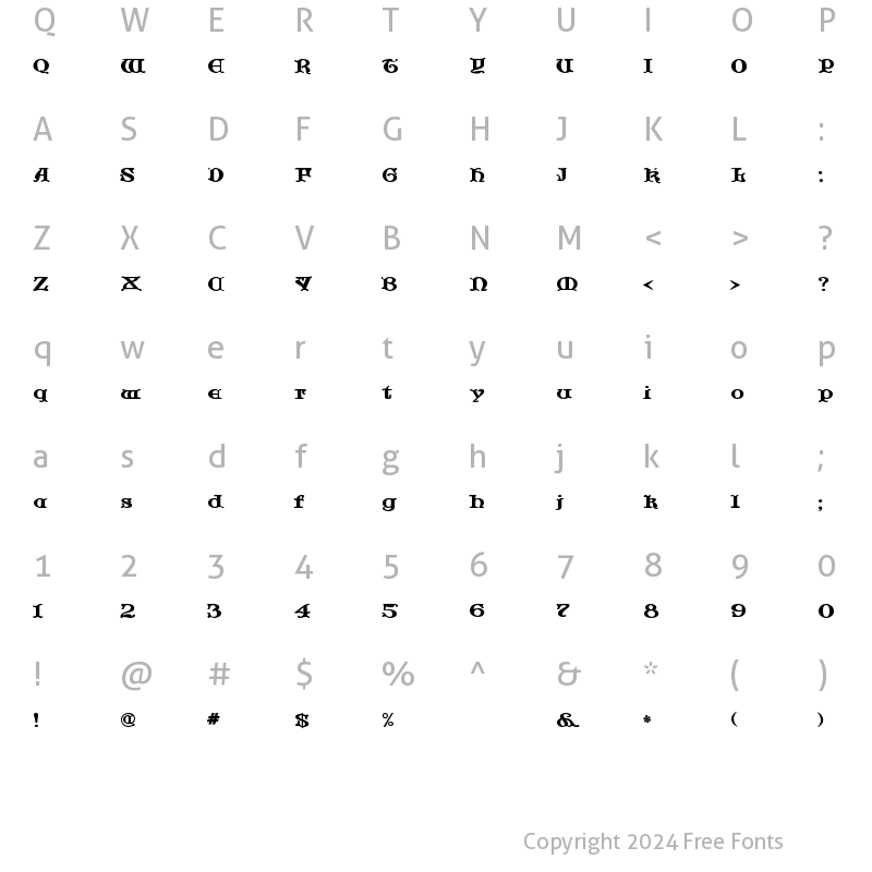 Character Map of JF Cotswold Letters Regular