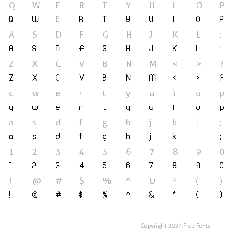 Character Map of JF Flat Regular