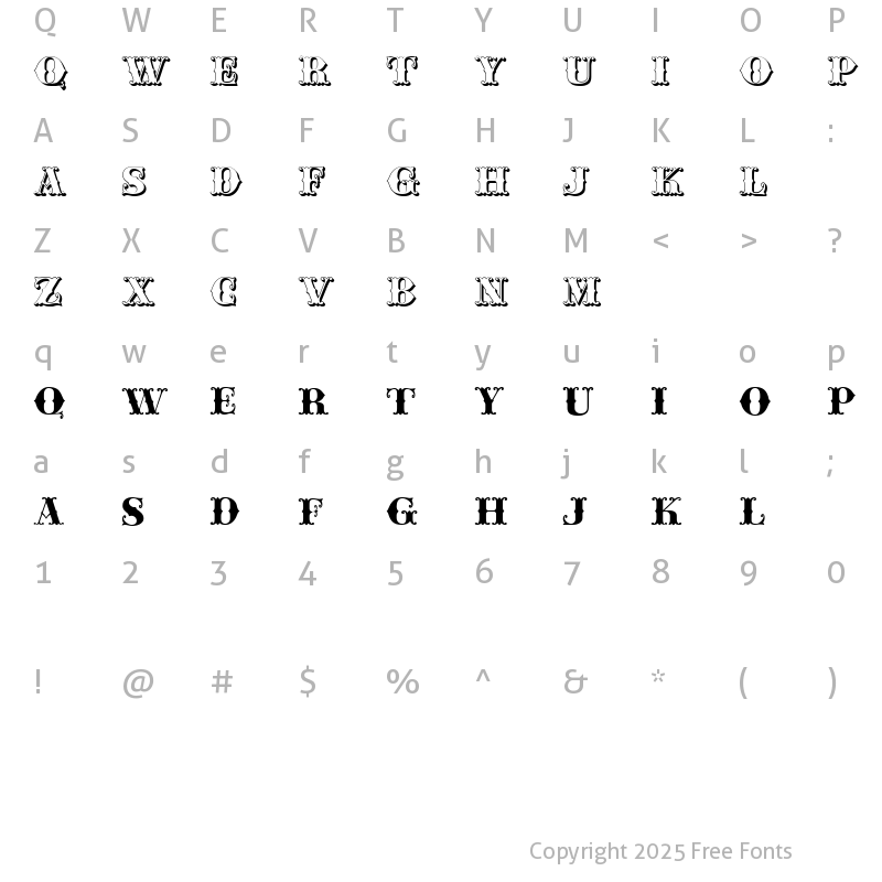 Character Map of JFFerrule Regular