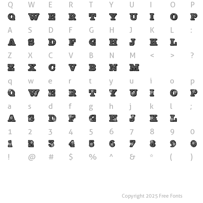 Character Map of JFHollyBows Regular