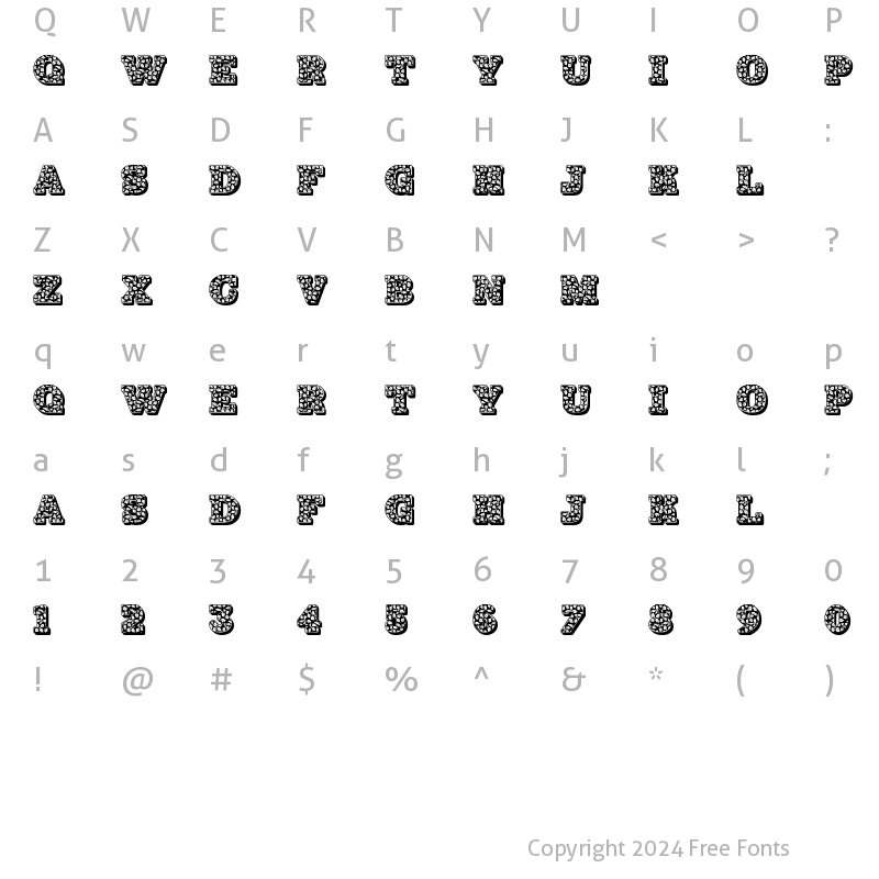 Character Map of JFHollyNites Regular