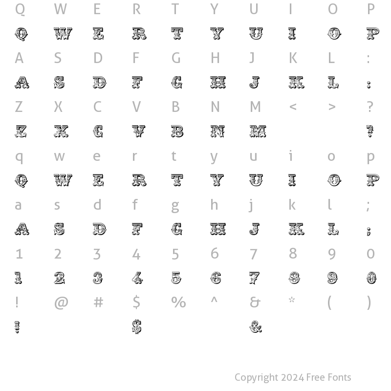 Character Map of JFRingmaster Regular