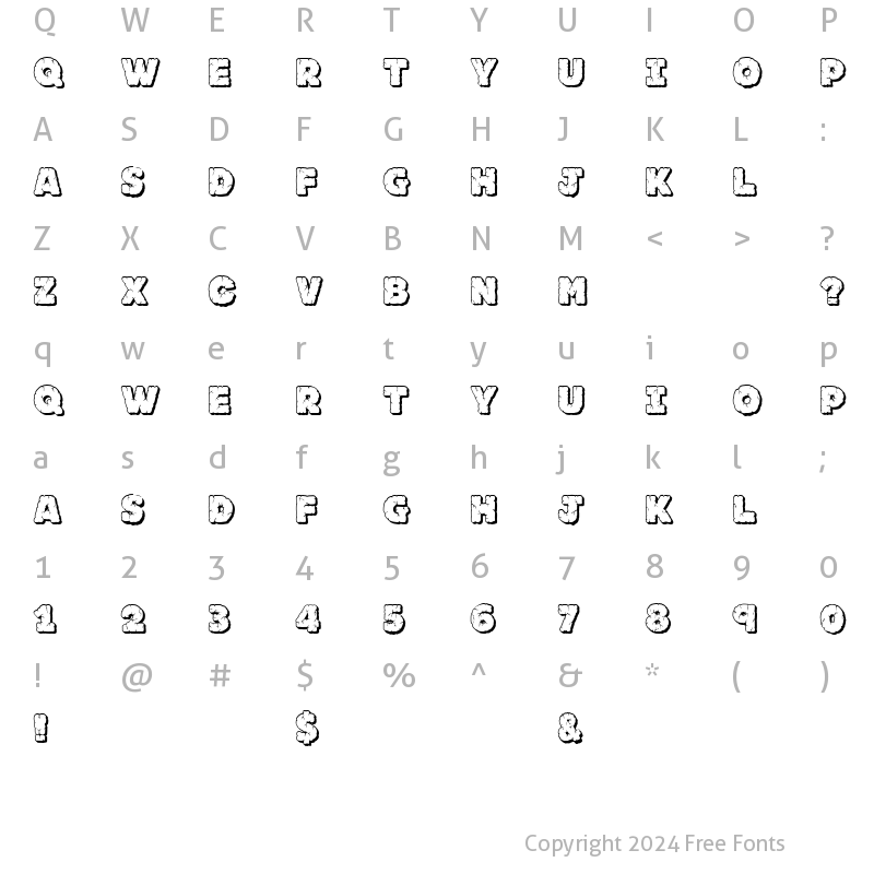 Character Map of JFRockOutcrop Regular