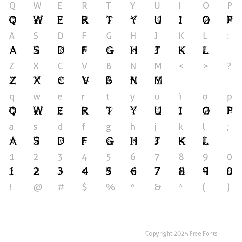 Character Map of JFWildWood Regular