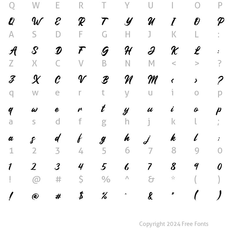 Character Map of Jhandice Regular