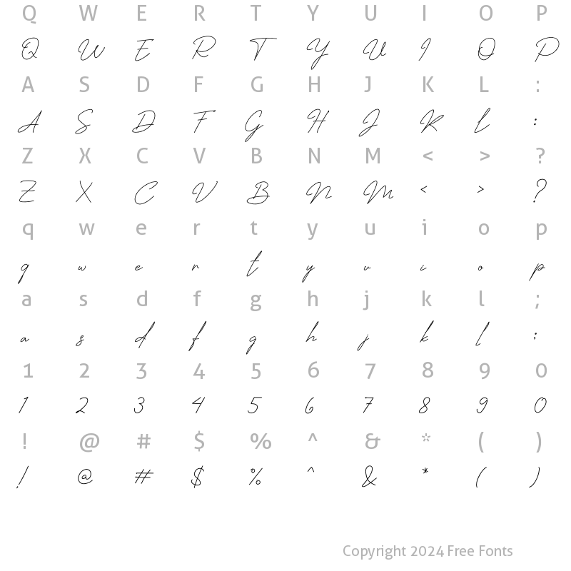 Character Map of Jhenyta Siganture Regular