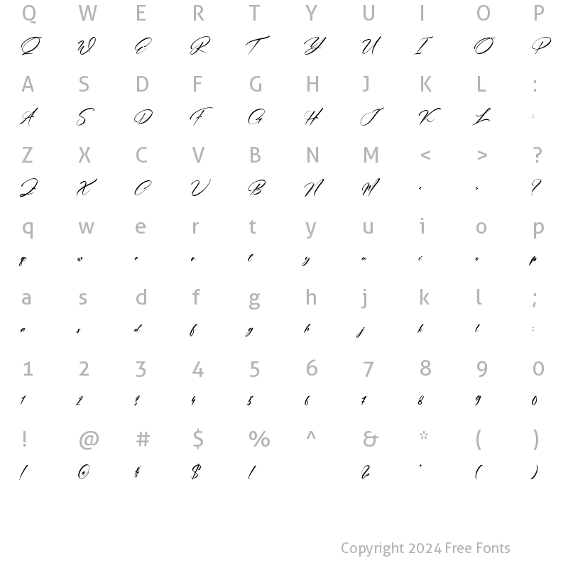 Character Map of Jhoni Alatta Regular