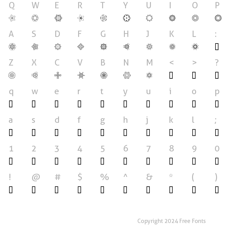 Character Map of JI Kaleidoscope Bats 2 Regular